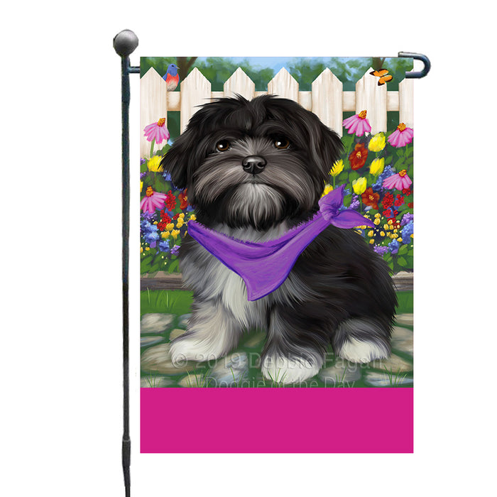 Personalized Spring Floral Lhasa Apso Dog Custom Garden Flags GFLG-DOTD-A62907