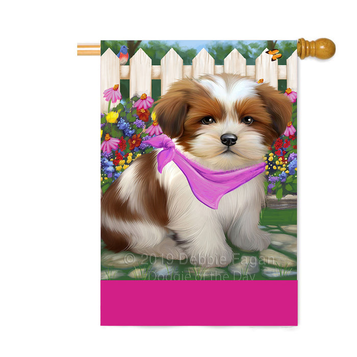 Personalized Spring Floral Lhasa Apso Dog Custom House Flag FLG-DOTD-A62964