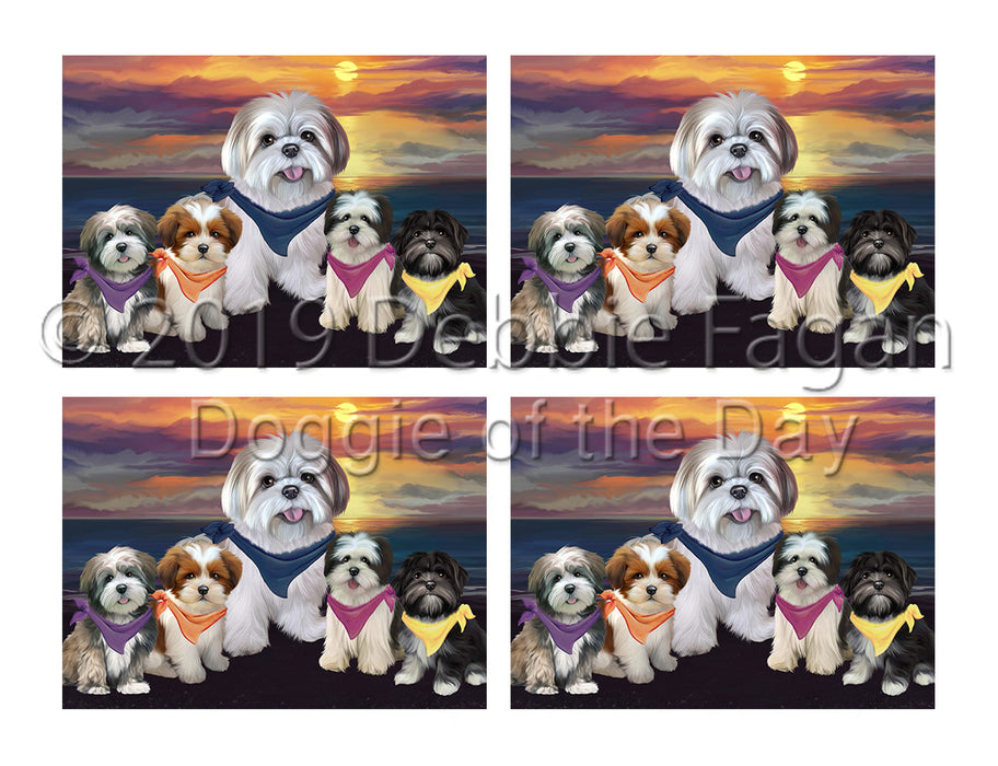 Family Sunset Portrait Lhasa Apso Dogs Placemat