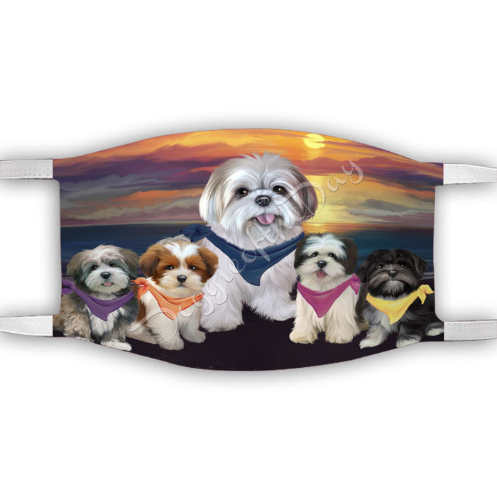 Family Sunset Lhasa Apso Dogs Face Mask FM49216