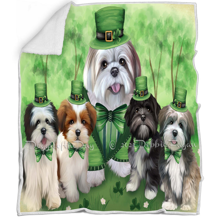 St. Patricks Day Irish Portrait Lhasa Apsos Dog Blanket BLNKT58458