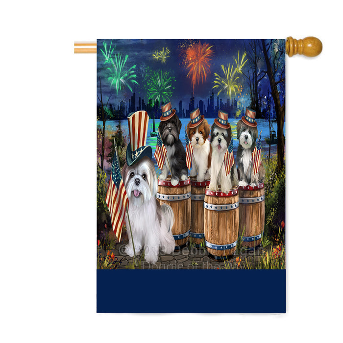 Personalized 4th of July Firework Lhasa Apso Dogs Custom House Flag FLG-DOTD-A58027