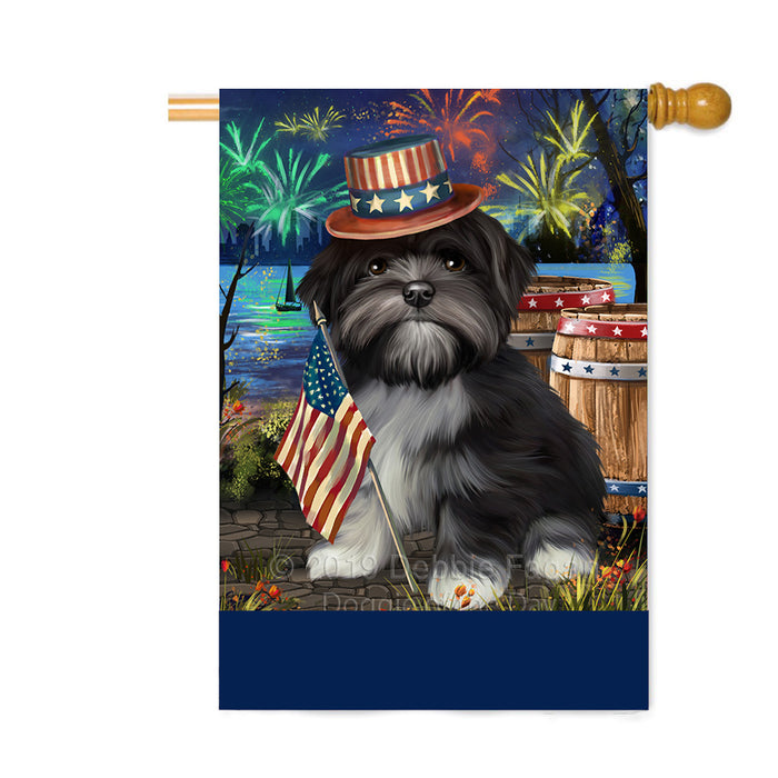 Personalized 4th of July Firework Lhasa Apso Dog Custom House Flag FLG-DOTD-A58026