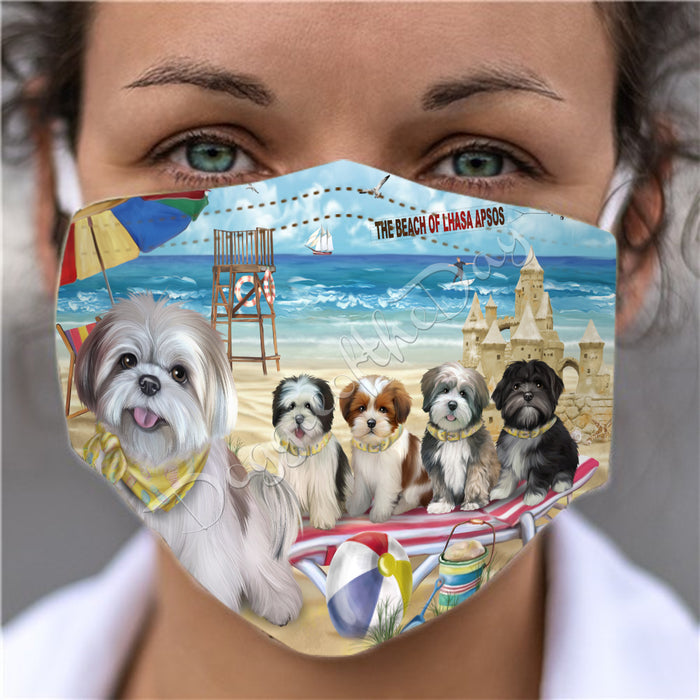 Pet Friendly Beach Lhasa Apso Dogs Face Mask FM49115