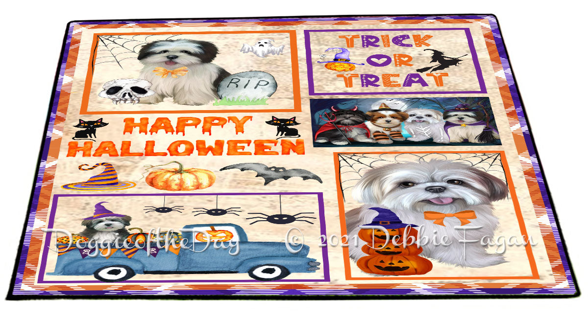 Happy Halloween Trick or Treat Lhasa Apso Dogs Indoor/Outdoor Welcome Floormat - Premium Quality Washable Anti-Slip Doormat Rug FLMS58135