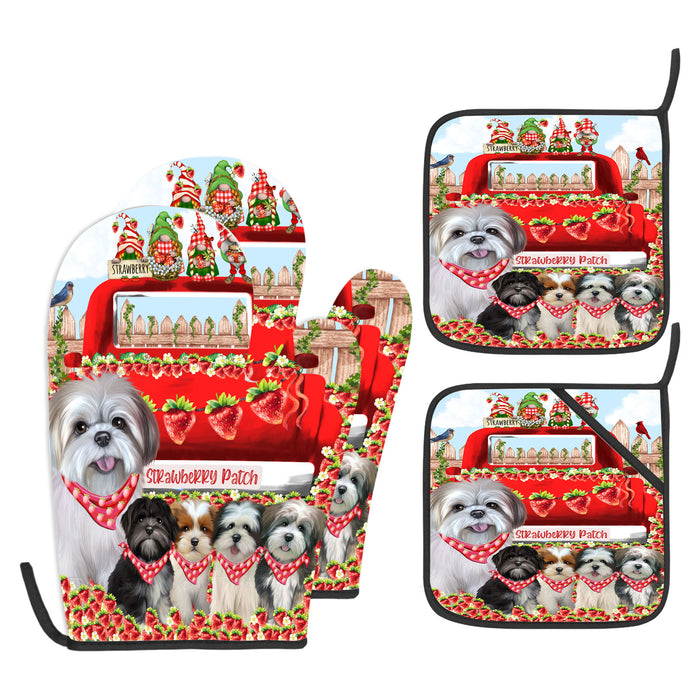 Lhasa Apso Oven Mitts and Pot Holder Set, Kitchen Gloves for Cooking with Potholders, Explore a Variety of Custom Designs, Personalized, Pet & Dog Gifts