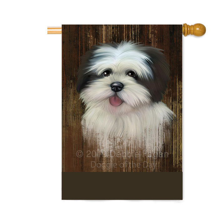 Personalized Rustic Lhasa Apso Dog Custom House Flag FLG64635