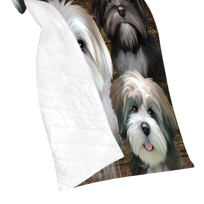 Rustic Lhasa Apso Dogs Quilt