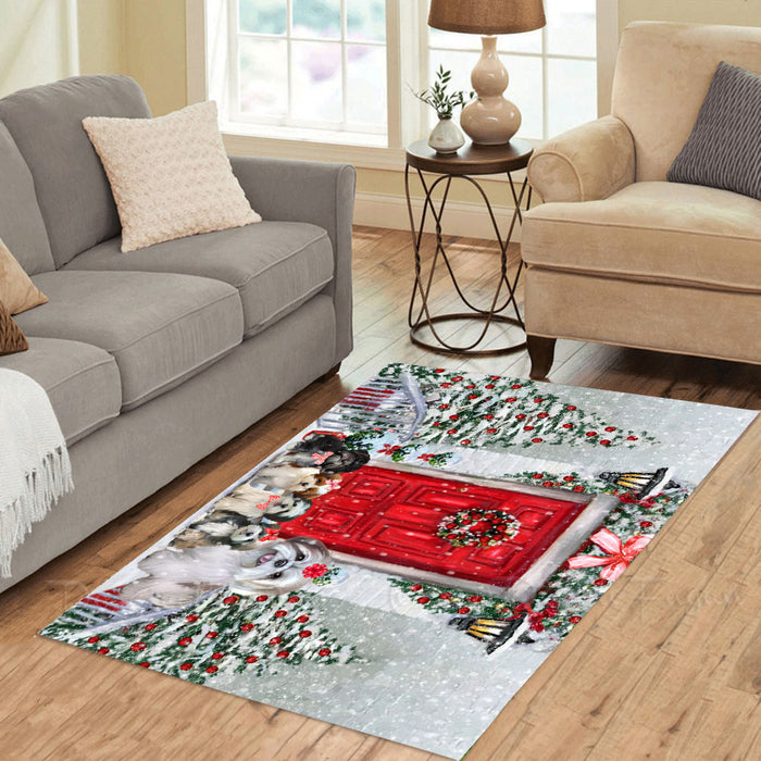 Christmas Holiday Welcome Lhasa Apso Dogs Area Rug - Ultra Soft Cute Pet Printed Unique Style Floor Living Room Carpet Decorative Rug for Indoor Gift for Pet Lovers