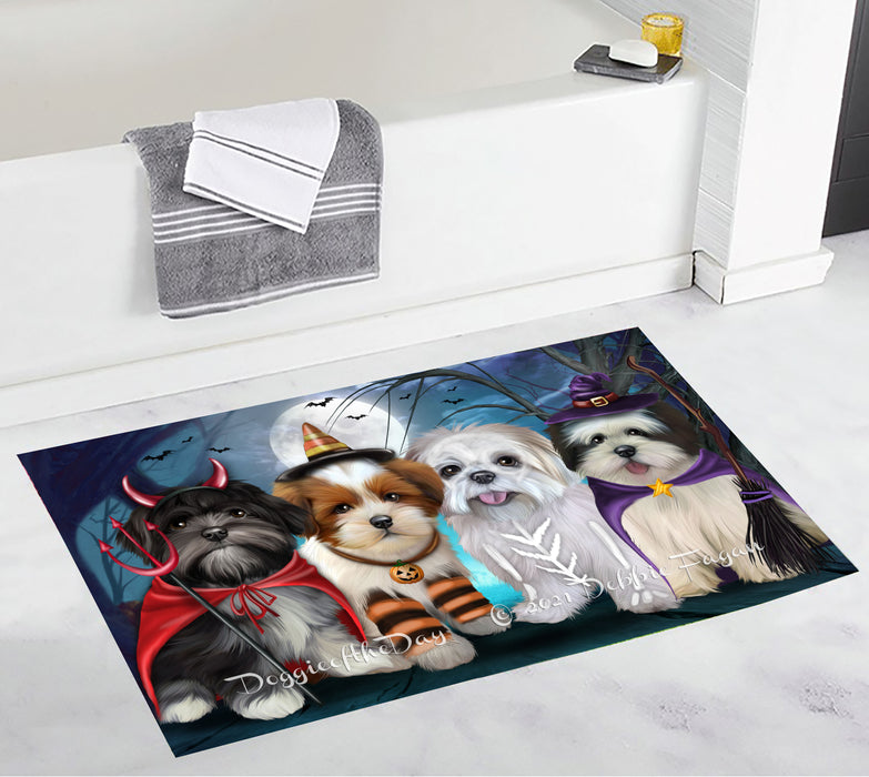 Happy Halloween Trick or Treat Lhasa Apso Dogs Bathroom Rugs with Non Slip Soft Bath Mat for Tub BRUG54958