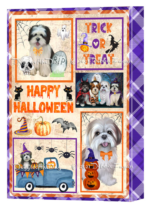 Happy Halloween Trick or Treat Lhasa Apso Dogs Canvas Wall Art Decor - Premium Quality Canvas Wall Art for Living Room Bedroom Home Office Decor Ready to Hang CVS150632