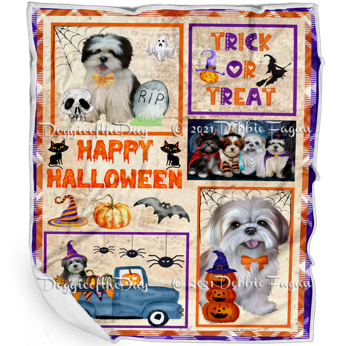 Happy Halloween Trick or Treat Lhasa Apso Dogs Blanket BLNKT143761