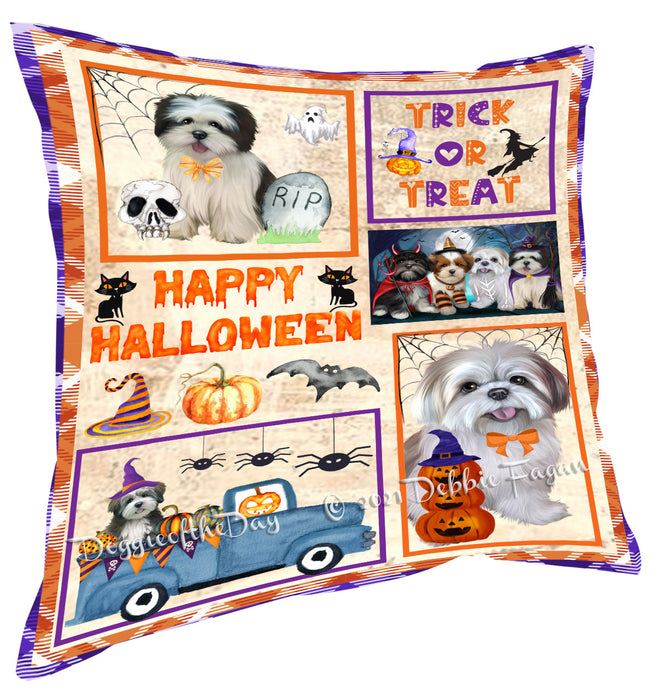 Happy Halloween Trick or Treat Lhasa Apso Dogs Pillow with Top Quality High-Resolution Images - Ultra Soft Pet Pillows for Sleeping - Reversible & Comfort - Ideal Gift for Dog Lover - Cushion for Sofa Couch Bed - 100% Polyester, PILA88294