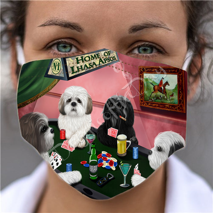 Home of Lhasa Apso Dogs Playing Poker Face Mask FM49805