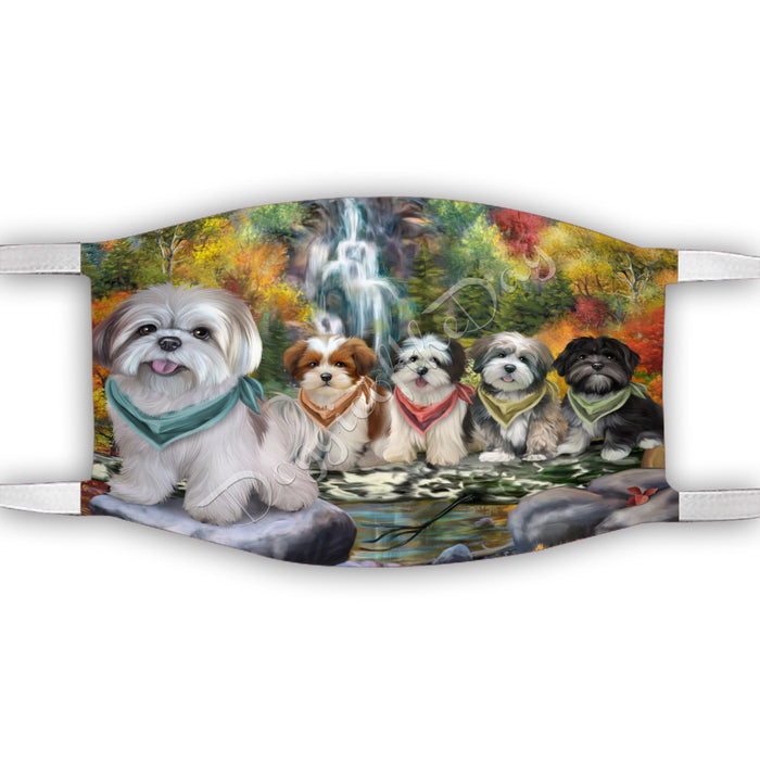 Scenic Waterfall Lhasa Apso Dogs Face Mask FM49314