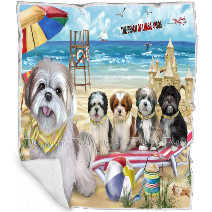 Pet Friendly Beach Lhasa Apsos Dog Blanket BLNKT66027