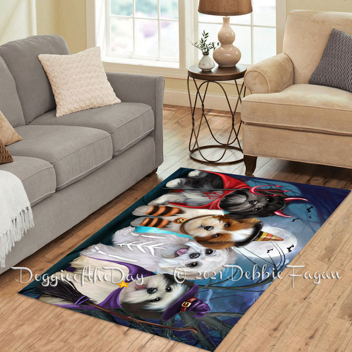 Happy Halloween Trick or Treat Lhasa Apso Dogs Polyester Living Room Carpet Area Rug ARUG66299