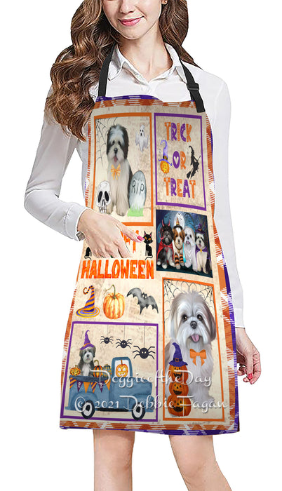 Happy Halloween Trick or Treat Lhasa Apso Dogs Cooking Kitchen Adjustable Apron Apron49333
