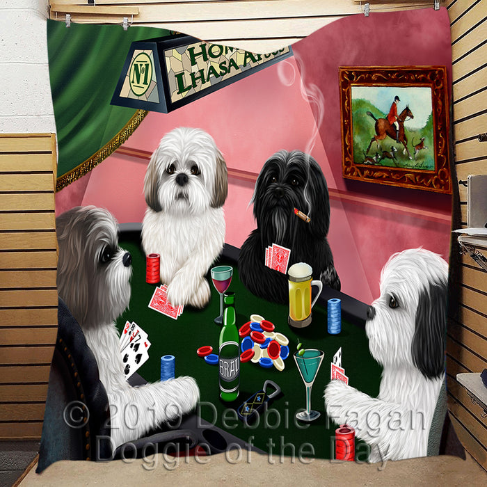 Home of  Lhasa Apso Dogs Playing Poker Quilt