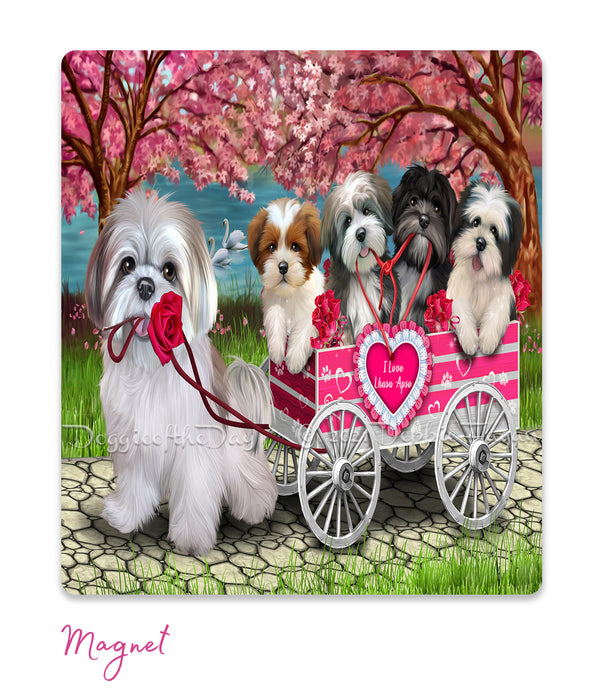 Mother's Day Gift Basket Lhasa Apso Dogs Blanket, Pillow, Coasters, Magnet, Coffee Mug and Ornament