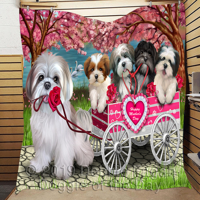 I Love Lhasa Apso Dogs in a Cart Quilt