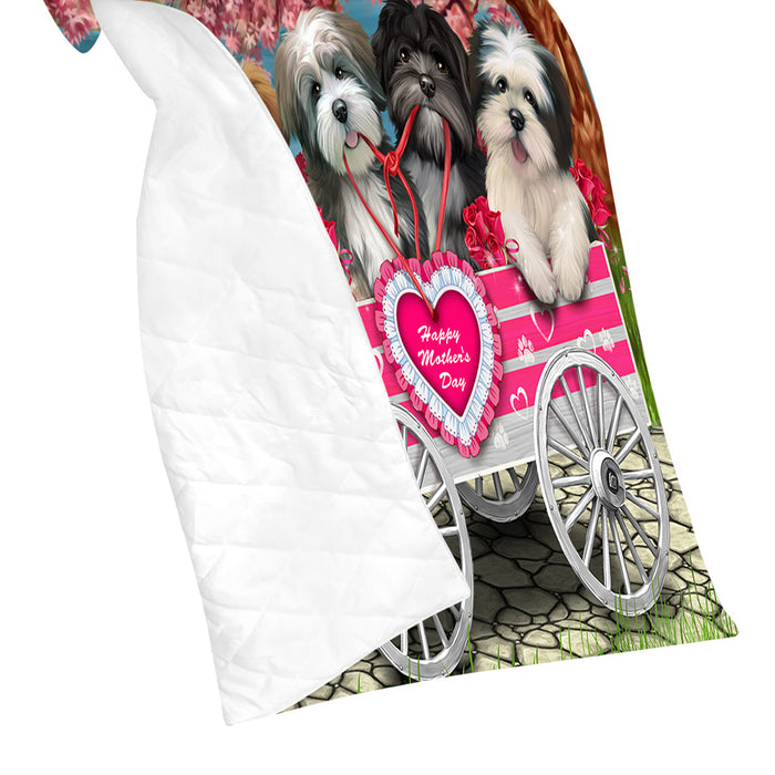I Love Lhasa Apso Dogs in a Cart Quilt