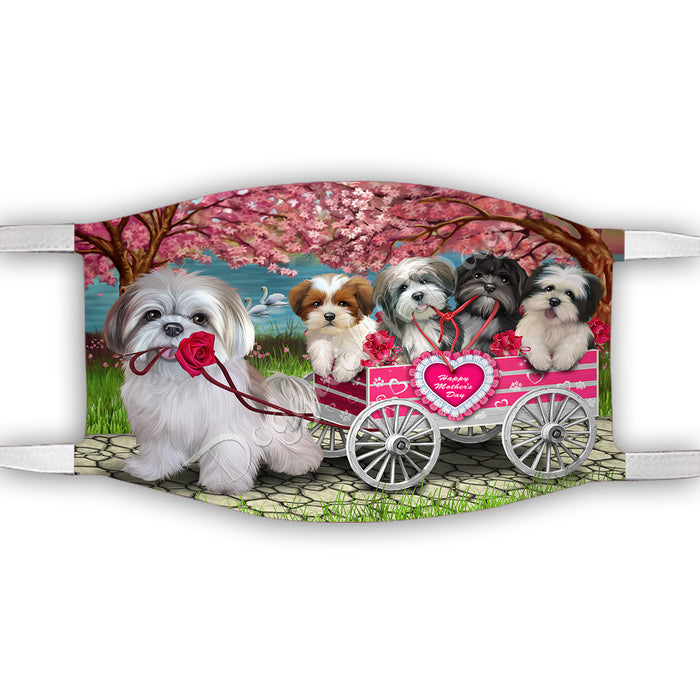 I Love Lhasa Apso Dogs in a Cart Face Mask FM48159