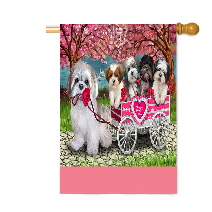 Personalized I Love Lhasa Apso Dogs in a Cart Custom House Flag FLG-DOTD-A62221