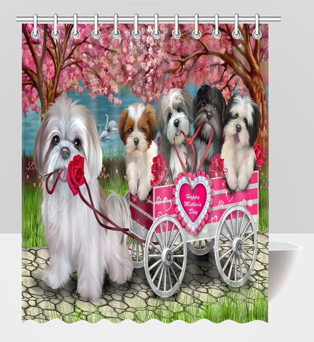 I Love Lhasa Apso Dogs in a Cart Shower Curtain