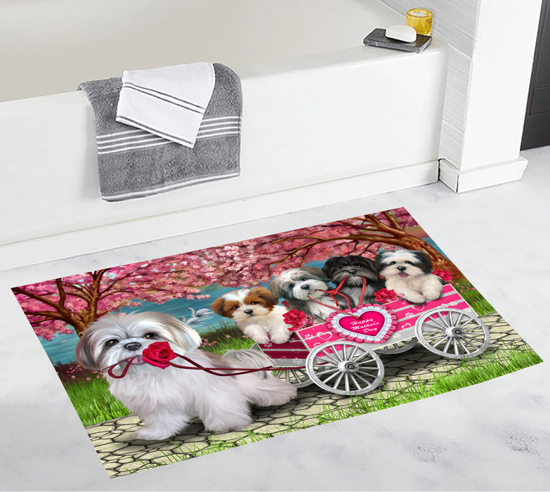 I Love Lhasa Apso Dogs in a Cart Bath Mat