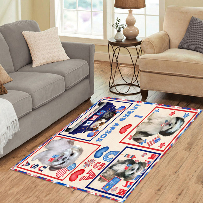 4th of July Independence Day I Love USA Lhasa Apso Dogs Area Rug - Ultra Soft Cute Pet Printed Unique Style Floor Living Room Carpet Decorative Rug for Indoor Gift for Pet Lovers
