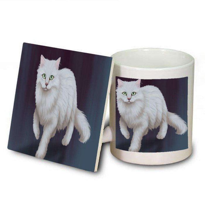 Long Hair Burmilla Tiffany Cat Mug and Coaster Set
