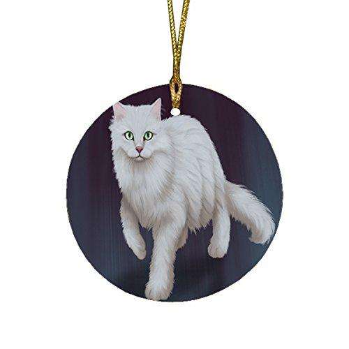 Long Hair Burmilla Tiffany Cat Round Christmas Ornament