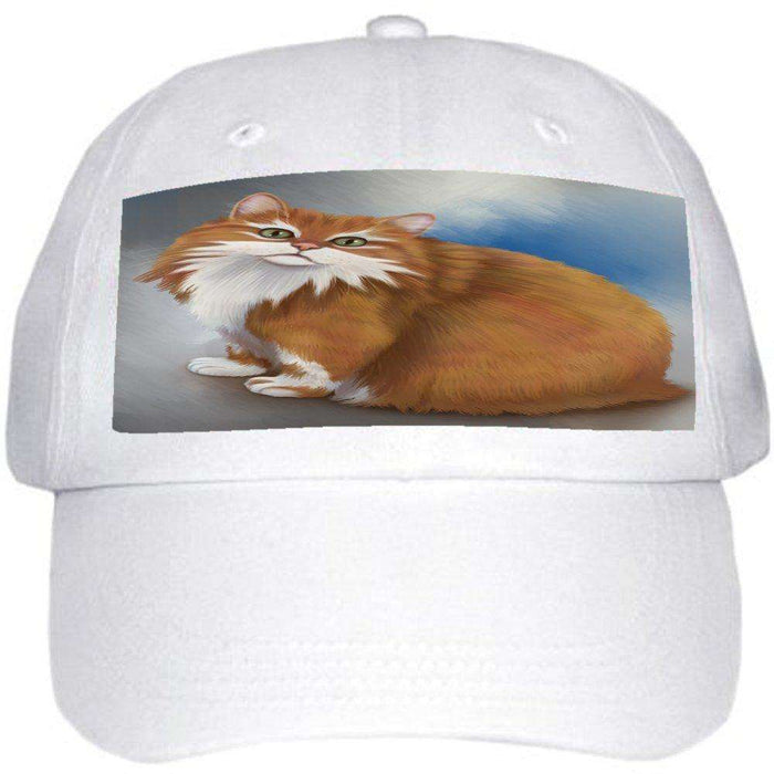 Long Haired Manx Cat Ball Hat Cap Off White