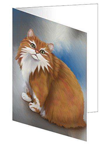 Long Haired Manx Cat Handmade Artwork Assorted Pets Greeting Cards and Note Cards with Envelopes for All Occasions and Holiday Seasons