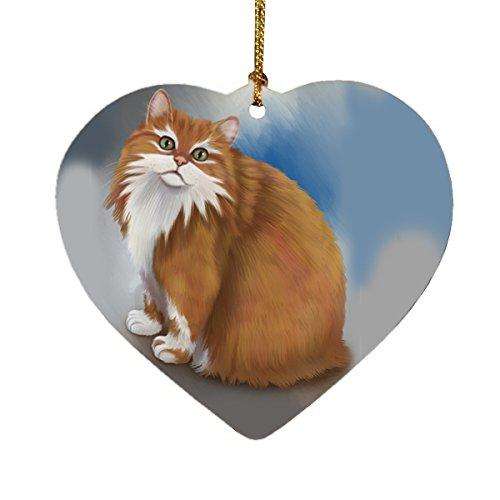 Long Haired Manx Cat Heart Christmas Ornament