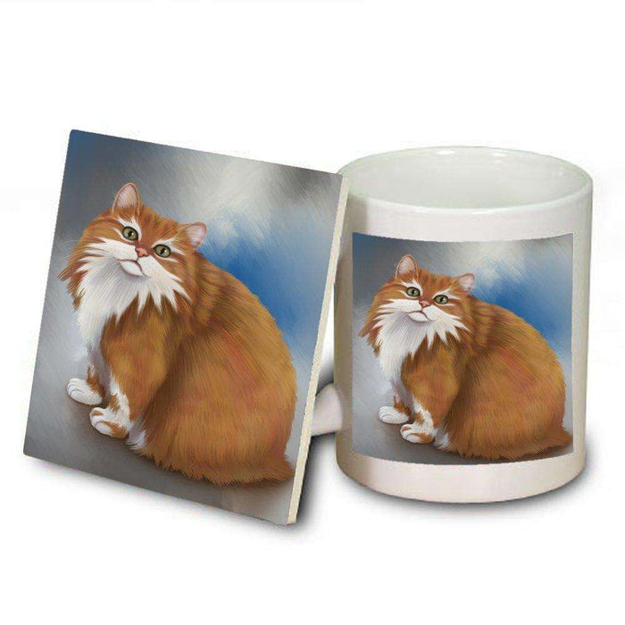 Long Haired Manx Cat Mug and Coaster Set