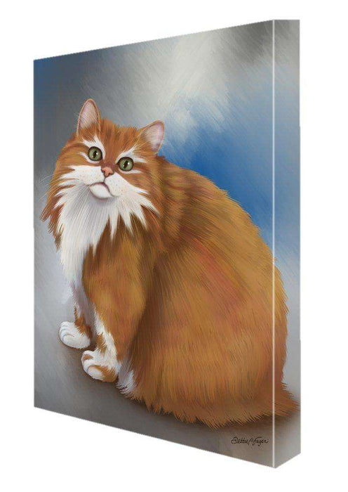 Long Haired Manx Cat Painting Printed on Canvas Wall Art Signed