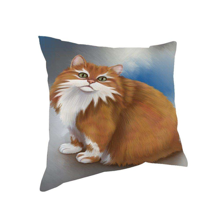 Long Haired Manx Cat Throw Pillow