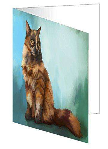 Long Haired Tortoiseshell Cat Handmade Artwork Assorted Pets Greeting Cards and Note Cards with Envelopes for All Occasions and Holiday Seasons