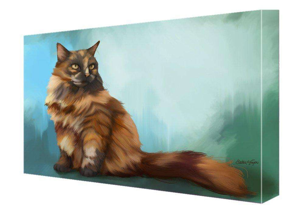 Long Haired Tortoiseshell Cat Painting Printed on Canvas Wall Art Signed