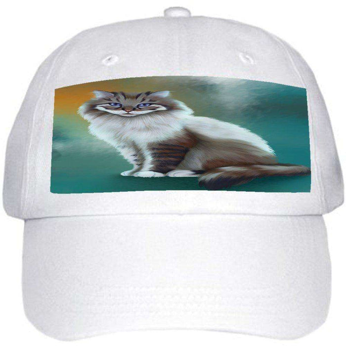 Longhaired Cat Ball Hat Cap Off White