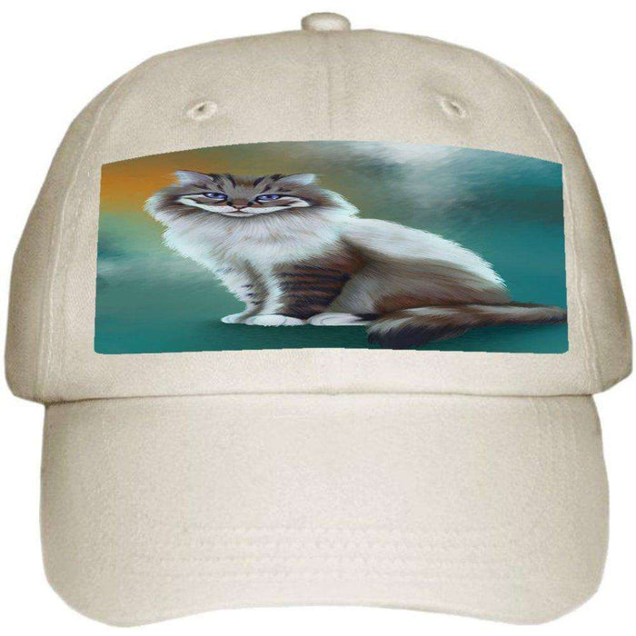 Longhaired Cat Ball Hat Cap Off White