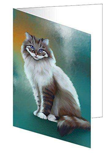 Longhaired Cat Handmade Artwork Assorted Pets Greeting Cards and Note Cards with Envelopes for All Occasions and Holiday Seasons