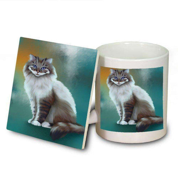 Longhaired Cat Mug and Coaster Set