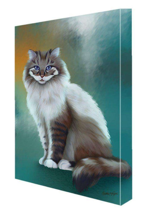 Longhaired Cat Painting Printed on Canvas Wall Art Signed