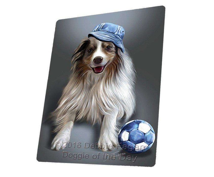 Madison Red Merle Dog Wearing Hat with Ball Tempered Cutting Board