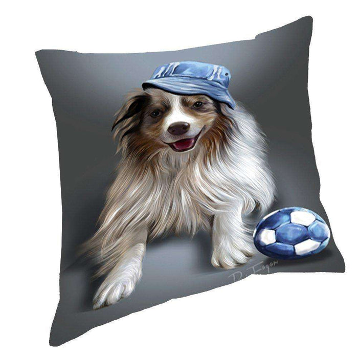 Madison Red Merle Dog Wearing Hat with Ball Throw Pillow