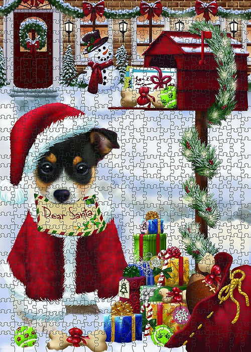 Mailbox Happy Holidays Rat Terrier Dog Christmas Puzzle with Photo Tin PUZL897