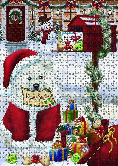 Mailbox Happy Holidays Samoyed Dog Christmas Puzzle with Photo Tin PUZL900